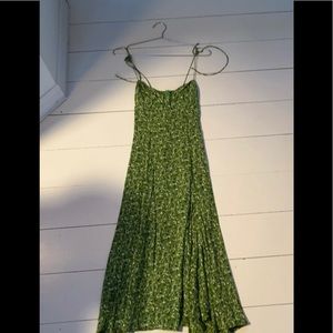 Reformation dress- Green floral dress with slit
